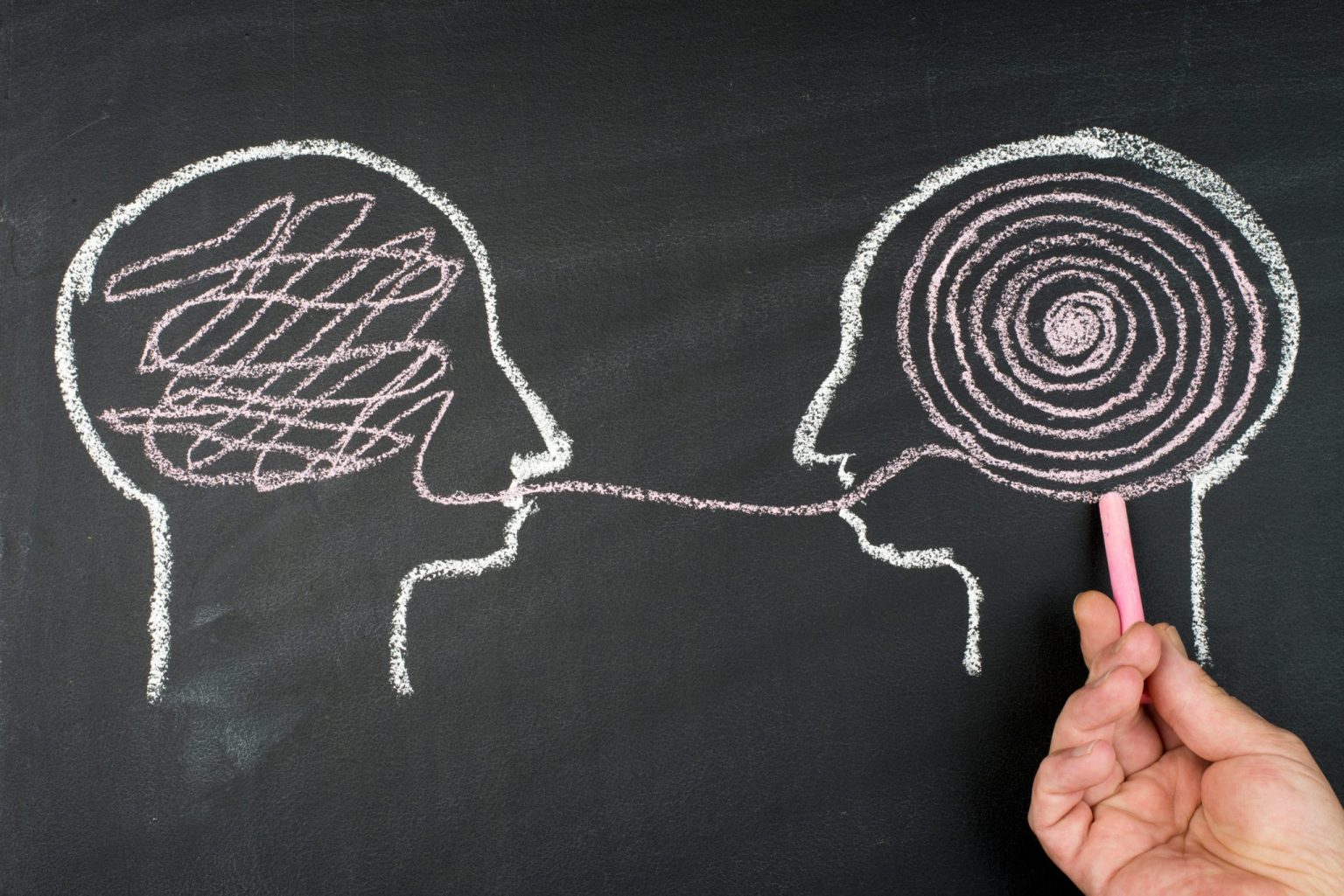 drawing of two people conversing